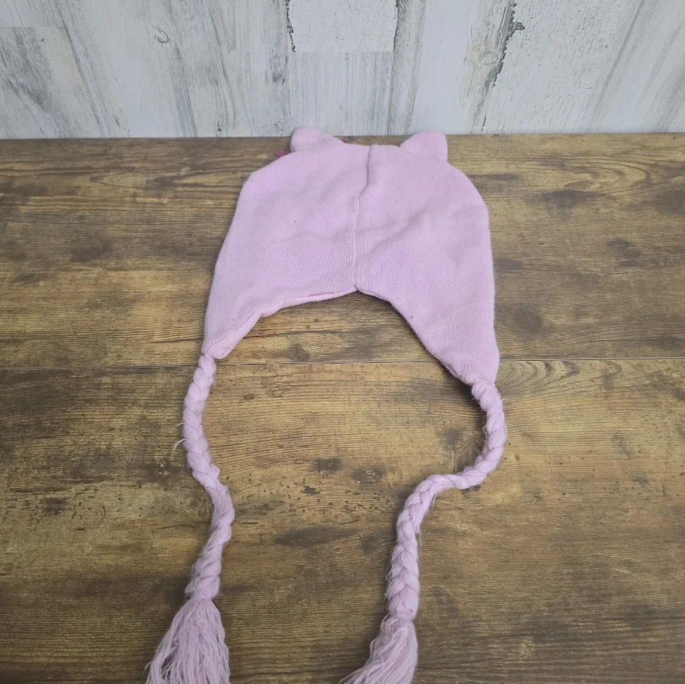 Girls Pink Cat Ear Knit Winter Hat